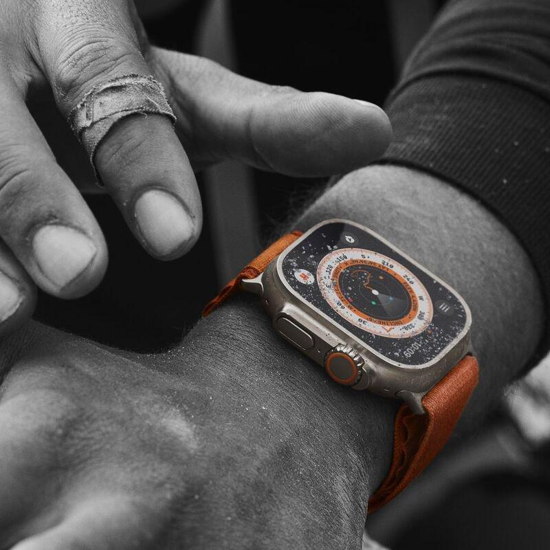 Apple Watch Ultra GPS + Cellular 49mm Gold Titanium Case with Orange Alpine Loop - Small, , large image number 6