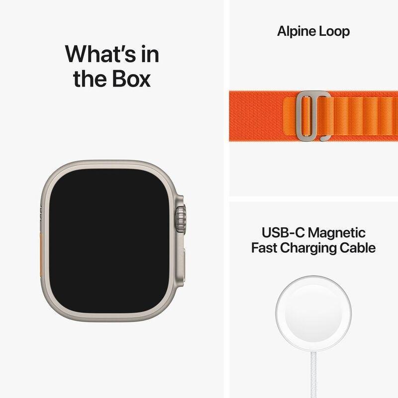 Apple Watch Ultra GPS + Cellular 49mm Gold Titanium Case with Orange Alpine Loop - Small, , large image number 9