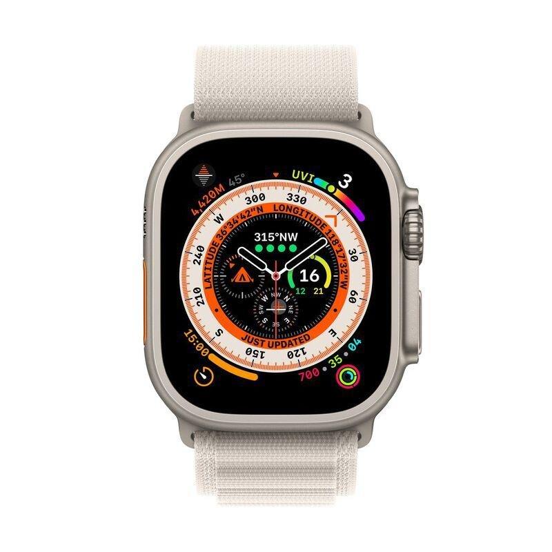 Apple Watch Ultra GPS + Cellular 49mm Gold Titanium Case with Starlight Alpine Loop - Large, , large image number 0