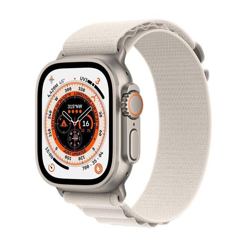 Apple Watch Ultra GPS + Cellular 49mm Gold Titanium Case with Starlight Alpine Loop - Small, , large image number 0