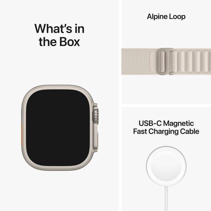 Apple Watch Ultra GPS + Cellular 49mm Gold Titanium Case with Starlight Alpine Loop - Small, , large image number 9