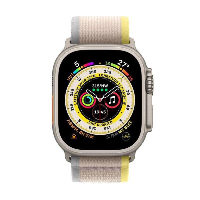 Apple Watch Ultra GPS + Cellular 49mm Gold Titanium Case with Yellow Beige Trail Loop - S/M, , large image number 1