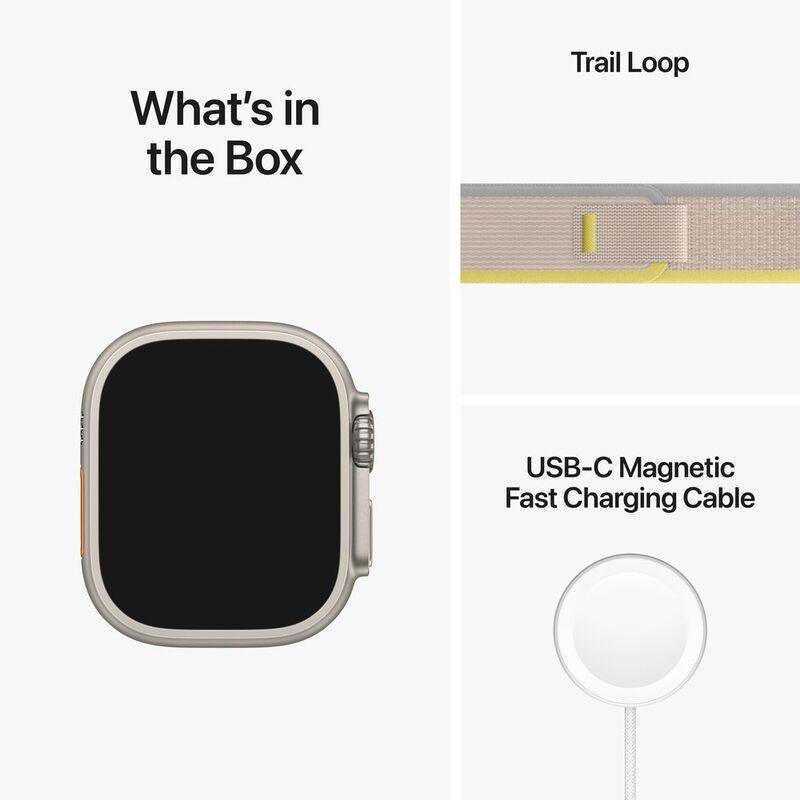 Apple Watch Ultra GPS + Cellular 49mm Gold Titanium Case with Yellow Beige Trail Loop - S/M, , large image number 9