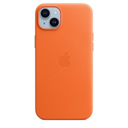 APPLE - Apple Leather Case with MagSafe for iPhone 14 Plus - Orange