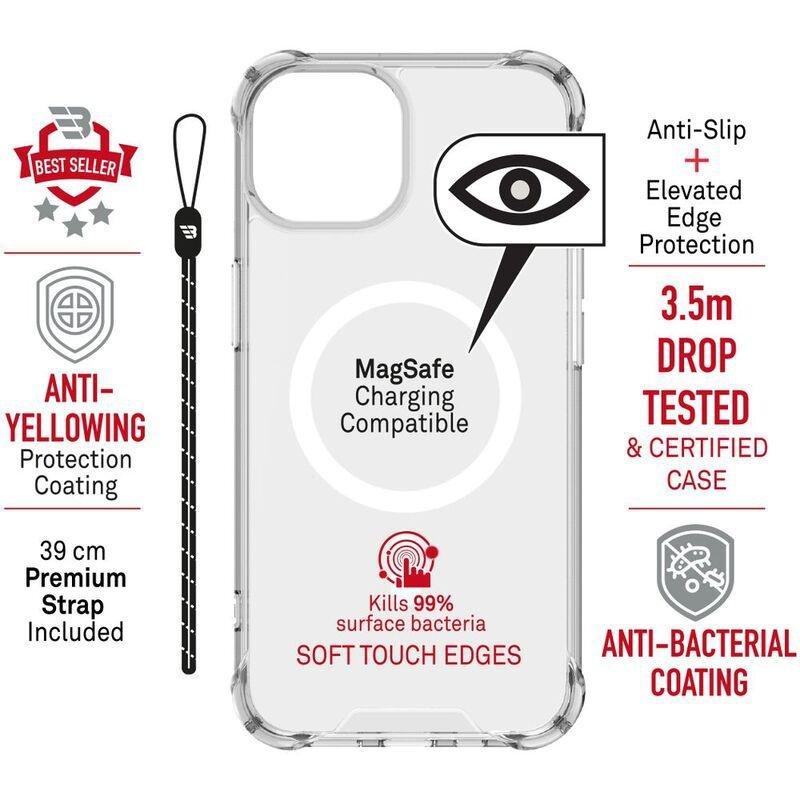 Baykron Tough Clear Magsafe Compatible Antibacterial & Anti-Yellow Case for iPhone 14 Pro, , large image number 2