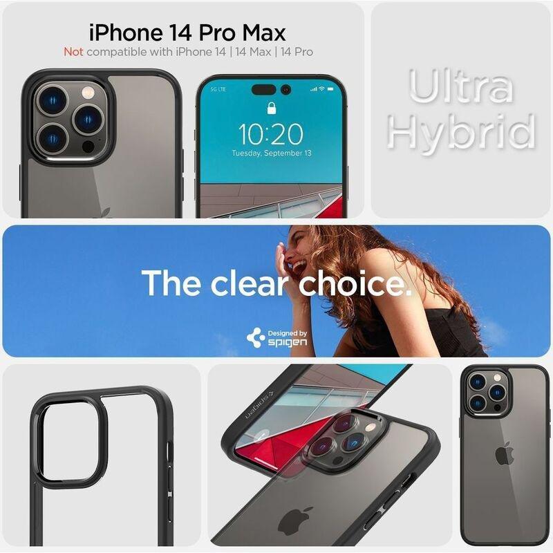 Spigen Crystal Hybrid Case for iPhone 14 Pro Max - Matte Black, , large image number 9