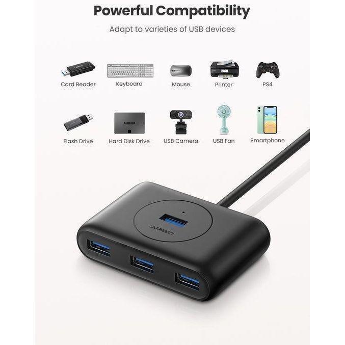 UGreen 4-In-1 USB 3.0 A Data Hub 1M Cable - Black, , large image number 3