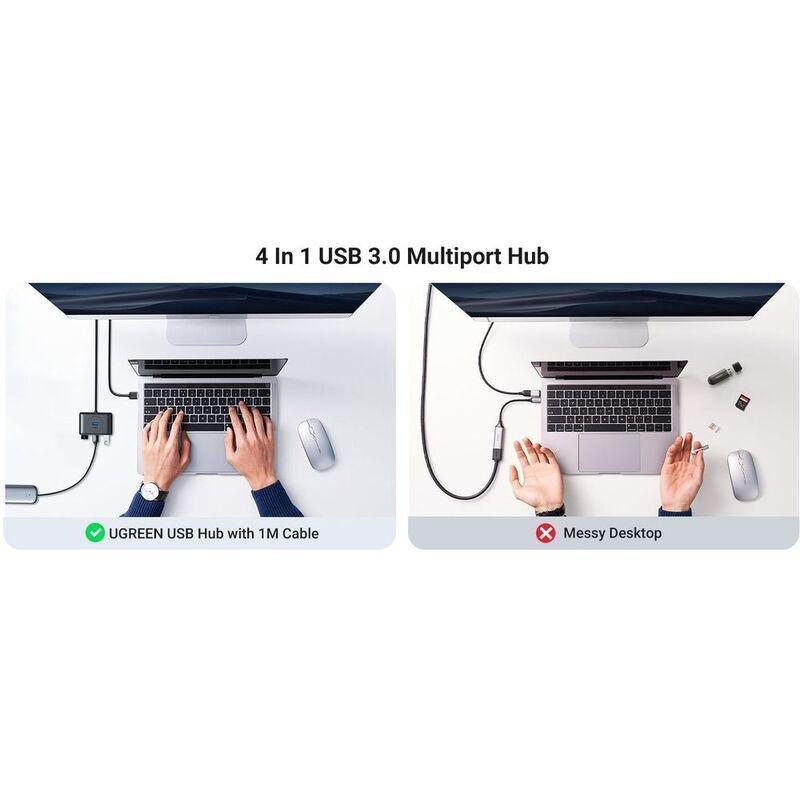 UGreen 4-In-1 USB 3.0 A Data Hub 1M Cable - Black, , large image number 7