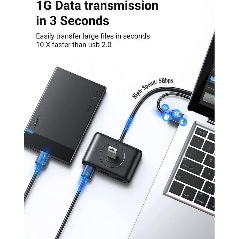 UGreen 4-Port USB 3.0 A Hub With 1m Cable - Black, , large image number 1