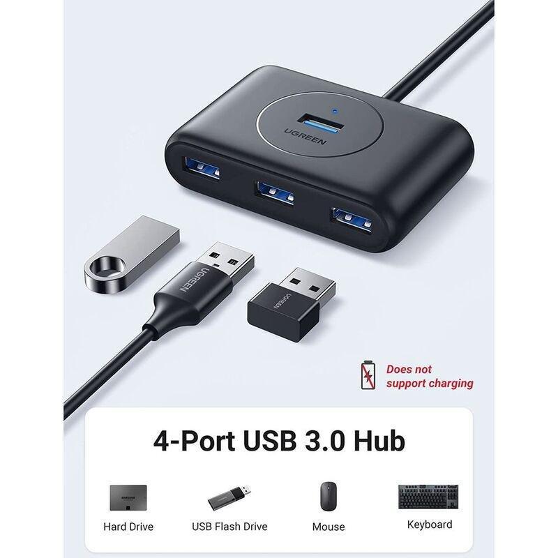 UGreen 4-Port USB 3.0 A Hub With 1m Cable - Black, , large image number 2