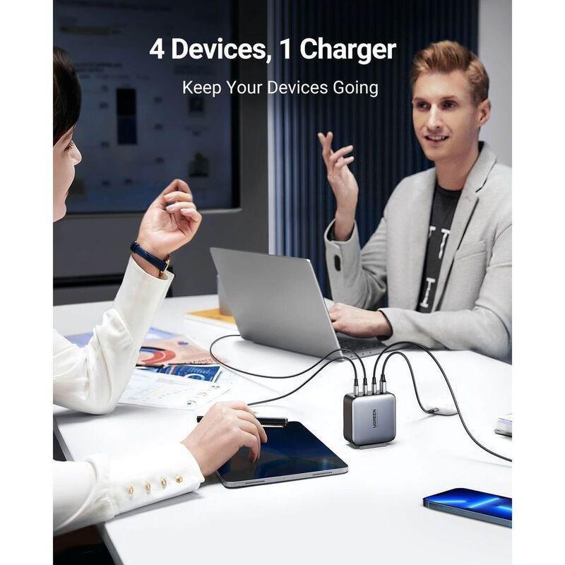 UGreen 4-Port 100W Wall Charger (3 USB-C & 1 USB-A) UK - Black, , large image number 2