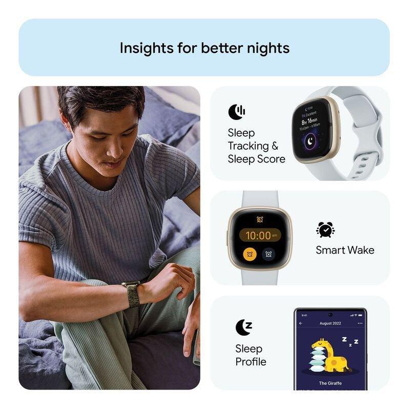Fitbit Sense 2 Fitness Smartwatch - Blue Mist / Soft Gold Aluminum, , large image number 2