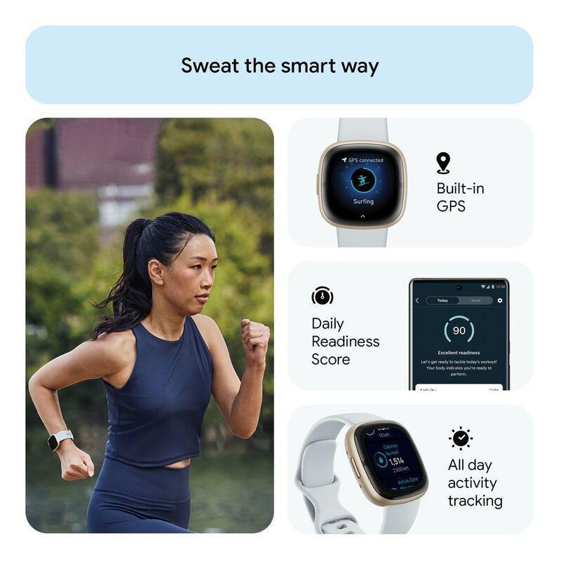 Fitbit Sense 2 Fitness Smartwatch - Blue Mist / Soft Gold Aluminum, , large image number 3