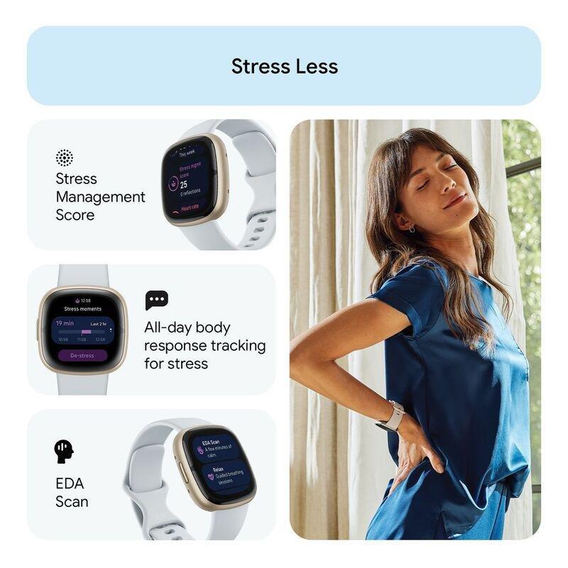 Fitbit Sense 2 Fitness Smartwatch - Blue Mist / Soft Gold Aluminum, , large image number 4