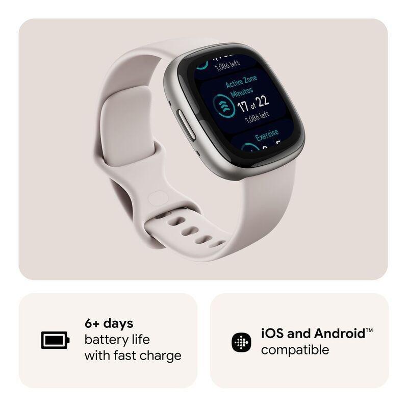 Fitbit Sense 2 Fitness Smartwatch - Lunar White / Platinum Aluminum, , large image number 1