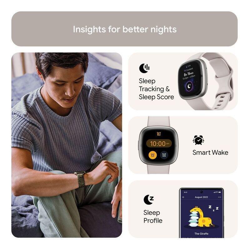 Fitbit Sense 2 Fitness Smartwatch - Lunar White / Platinum Aluminum, , large image number 2