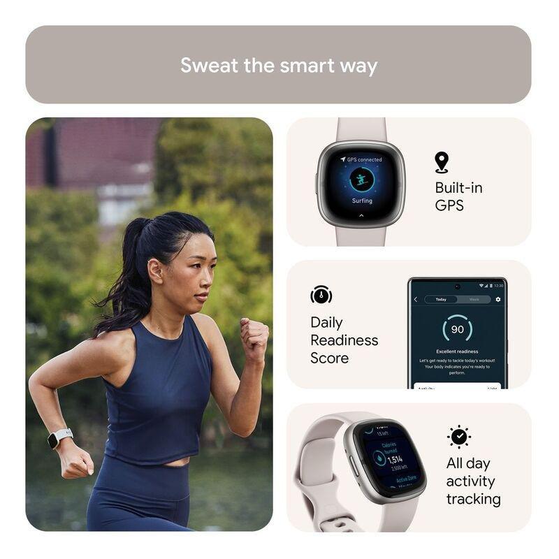 Fitbit Sense 2 Fitness Smartwatch - Lunar White / Platinum Aluminum, , large image number 3