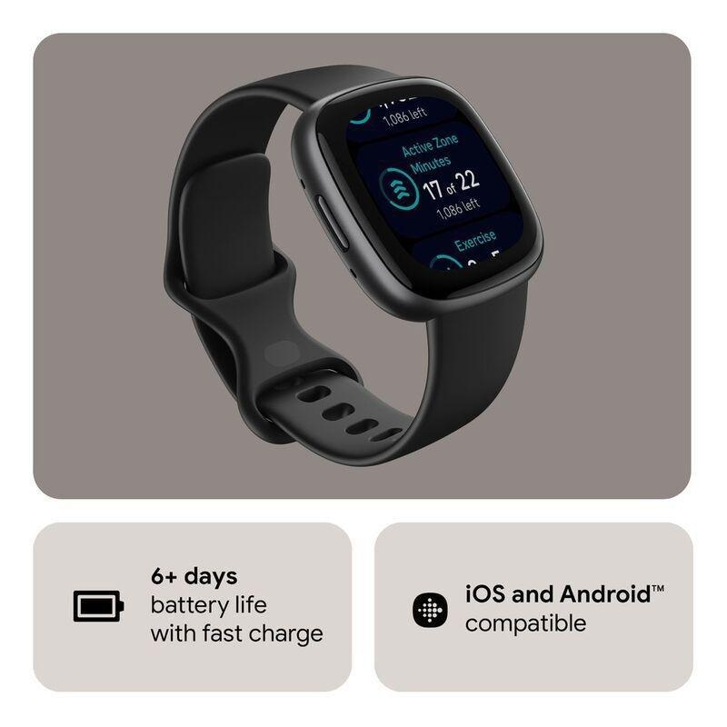 Fitbit Versa 4 Fitness Smartwatch - Black / Graphite Aluminum, , large image number 1