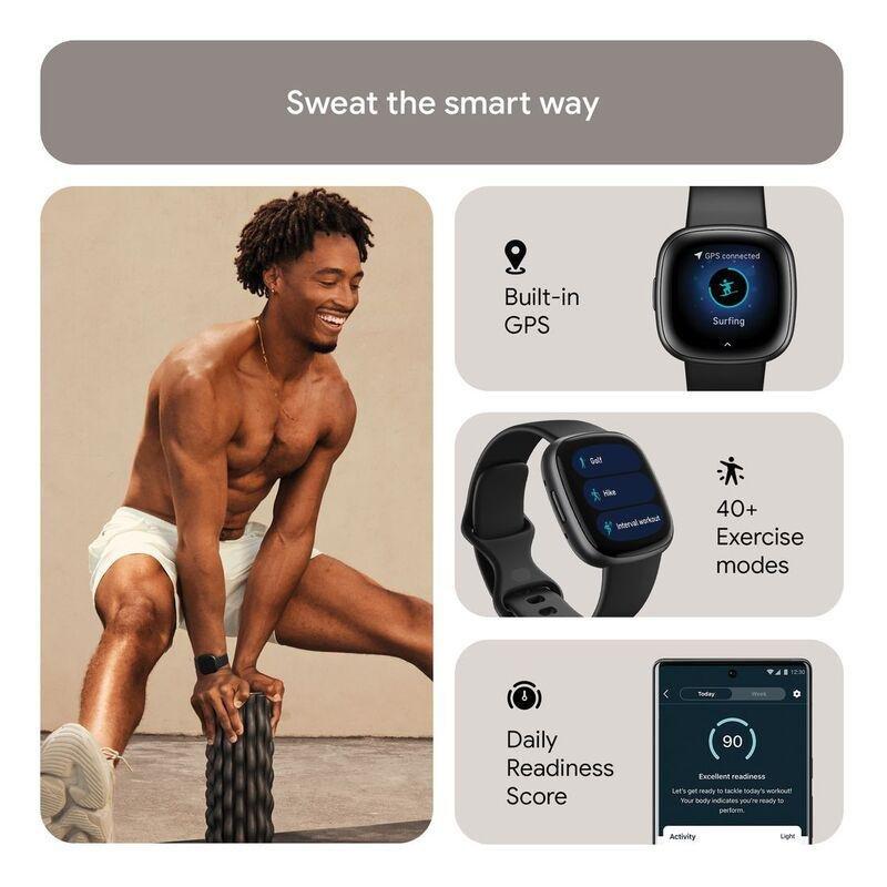 Fitbit Versa 4 Fitness Smartwatch - Black / Graphite Aluminum, , large image number 2