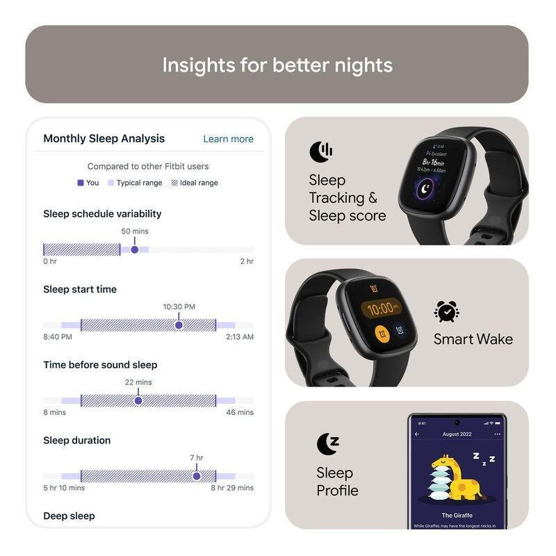 Fitbit Versa 4 Fitness Smartwatch - Black / Graphite Aluminum, , large image number 4