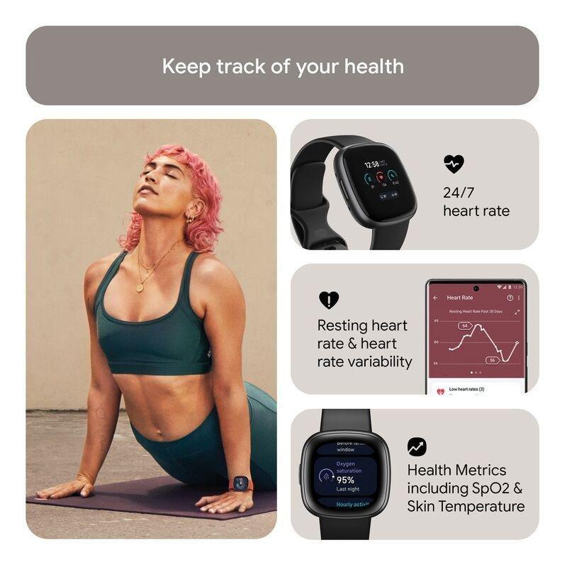 Fitbit Versa 4 Fitness Smartwatch - Black / Graphite Aluminum, , large image number 5