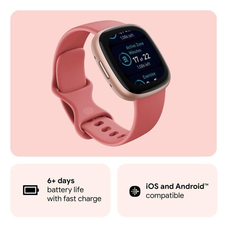 Fitbit Versa 4 Fitness Smartwatch - Pink Sand / Copper Rose Aluminum, , large image number 1