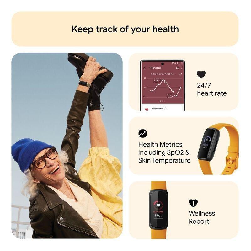 Fitbit Inspire 3 Fitness Tracker - Morning Glow / Black, , large image number 5