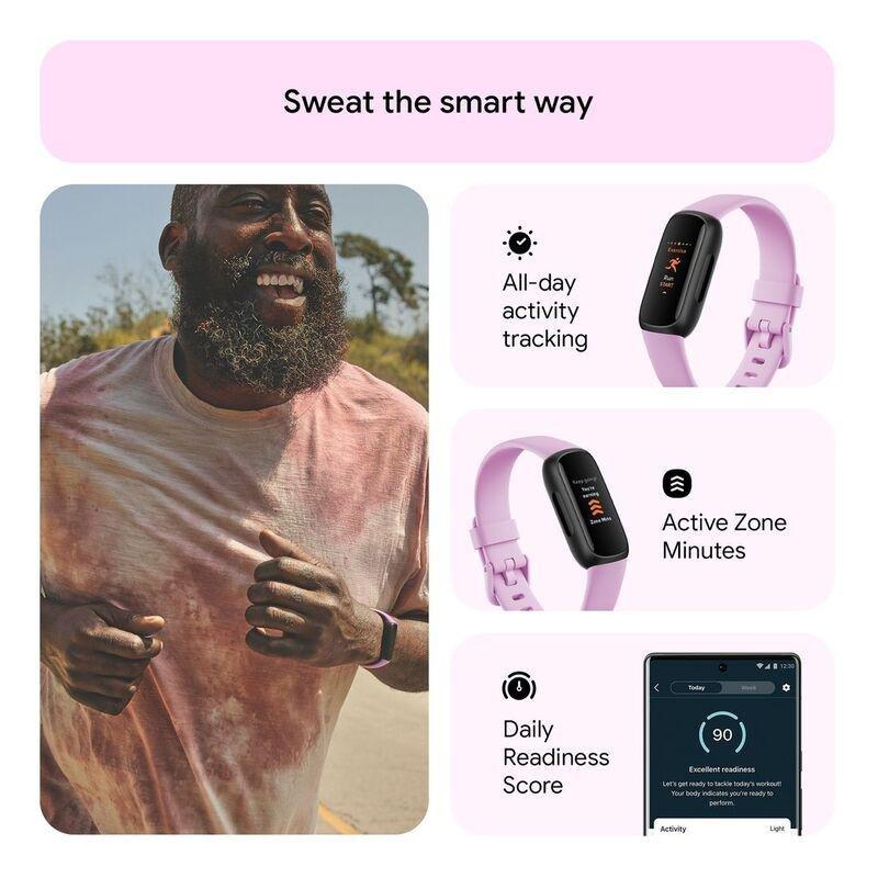 Fitbit Inspire 3 Fitness Tracker - Lilac Bliss / Black, , large image number 2