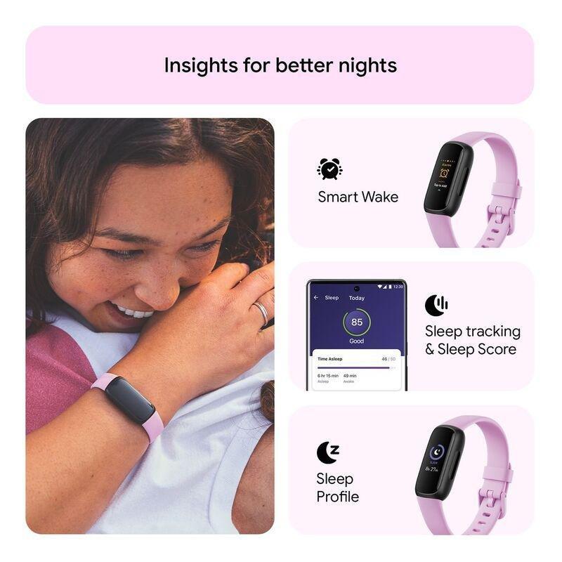 Fitbit Inspire 3 Fitness Tracker - Lilac Bliss / Black, , large image number 4