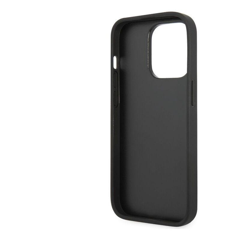 Ferrari Leather Case Embossed Stripes with Yellow Shield Logo iPhone 14 Pro - Black, , large image number 5