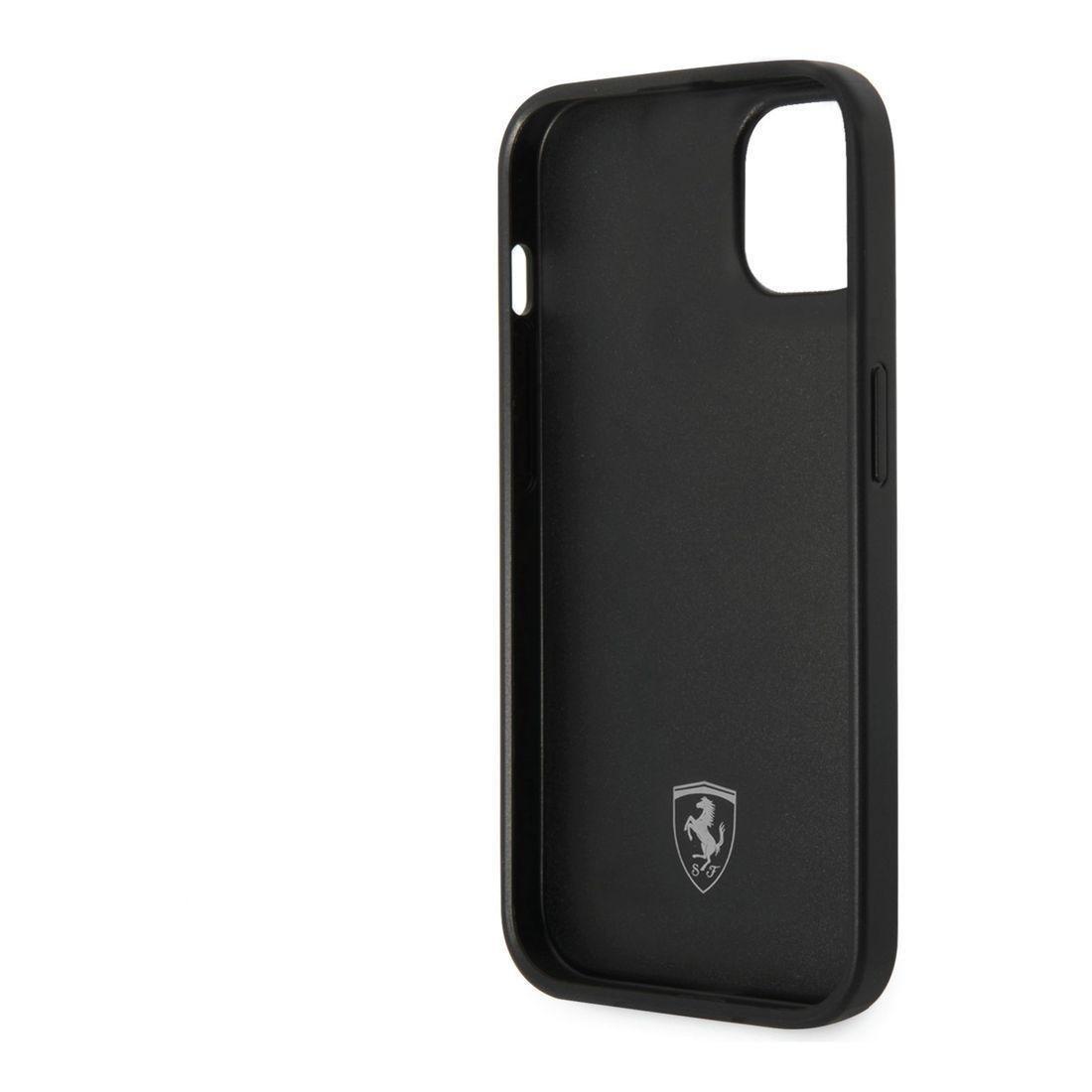Ferrari Leather Case Embossed Stripes with Yellow Shield Logo iPhone 14 Plus - Black, , large image number 5