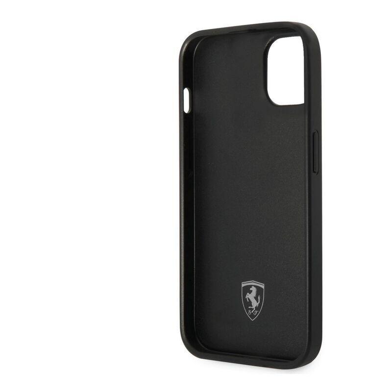 Ferrari Leather Case Embossed Stripes with Yellow Shield Logo iPhone 14 - Black, , large image number 5