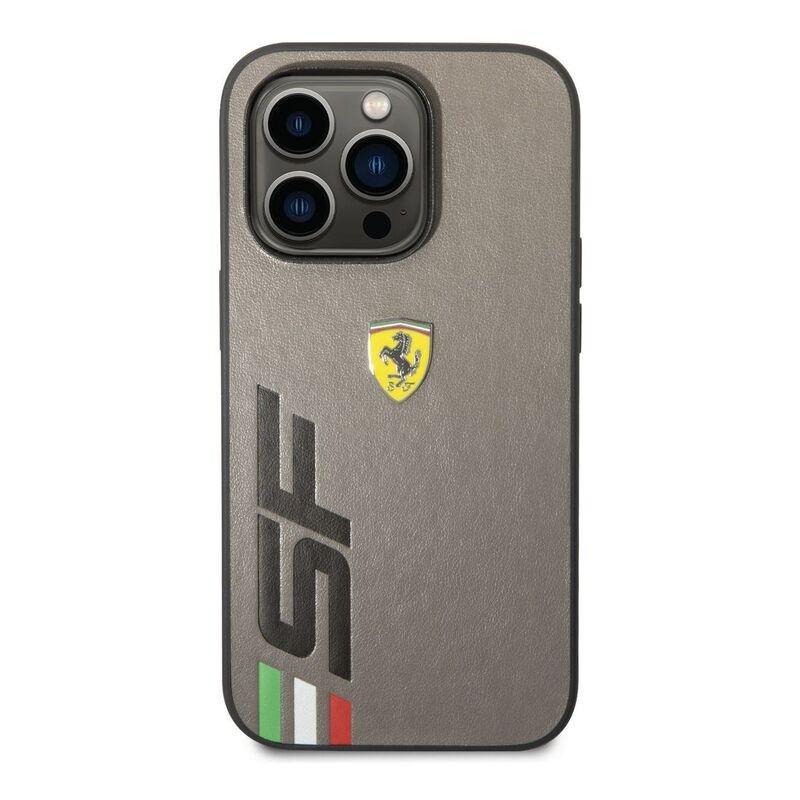 Ferrari PU Leather Case Printed Big Sf Logo iPhone 14 Pro - Grey, , large image number 0