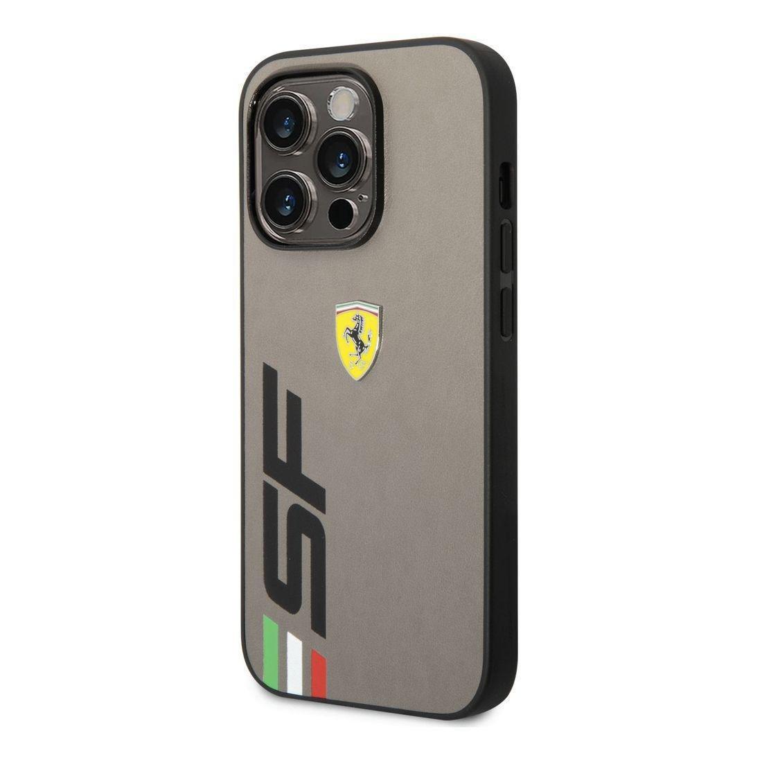 Ferrari PU Leather Case Printed Big Sf Logo iPhone 14 Pro - Grey, , large image number 1