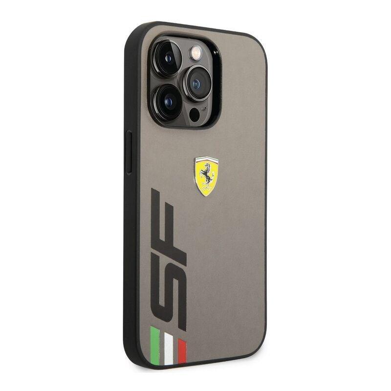 Ferrari PU Leather Case Printed Big Sf Logo iPhone 14 Pro - Grey, , large image number 2