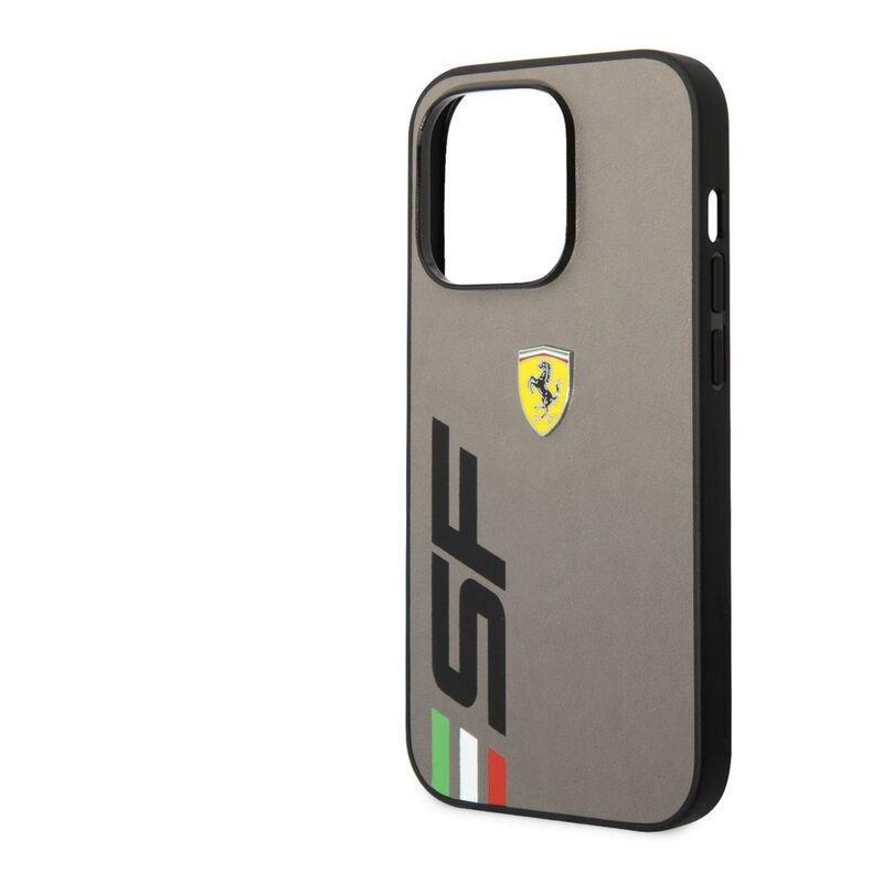 Ferrari PU Leather Case Printed Big Sf Logo iPhone 14 Pro - Grey, , large image number 4