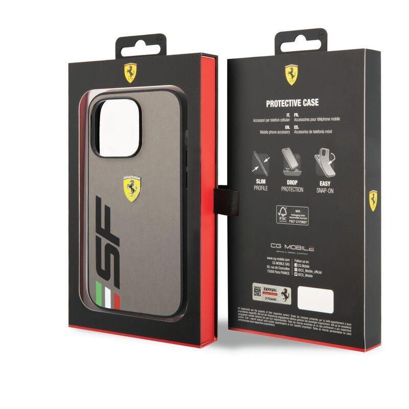 Ferrari PU Leather Case Printed Big Sf Logo iPhone 14 Pro - Grey, , large image number 6
