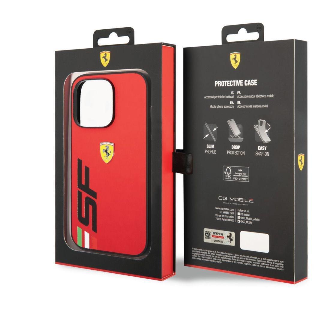 Ferrari PU Leather Case Printed Big Sf Logo iPhone 14 Pro Max - Red, , large image number 5