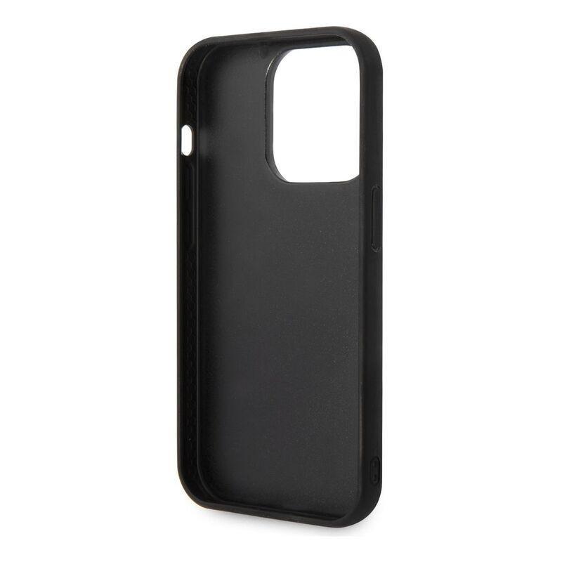 Karl Lagerfeld Case with 3D Rubber Monogram Pattern & Metal Plate Logo iPhone 14 Pro - Black, , large image number 7