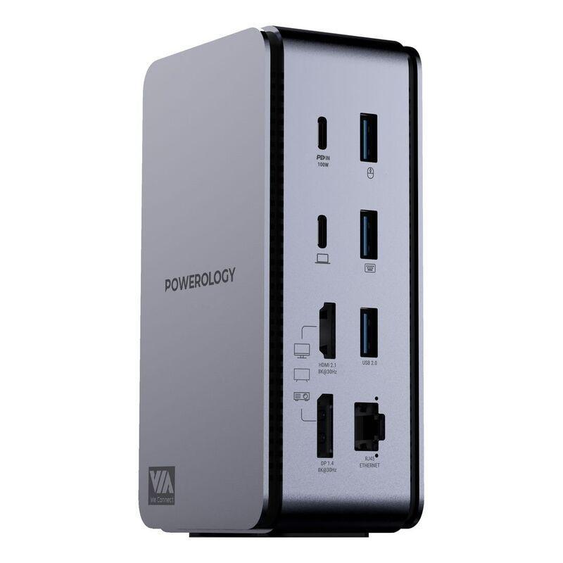 Powerology 15 In 1 Dual Dock Station - Grey, , medium
