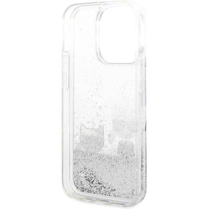 Karl Lagerfeld Liquid Glitter Case Karl & Choupette for iPhone 14 Pro Max - Silver, , large image number 6