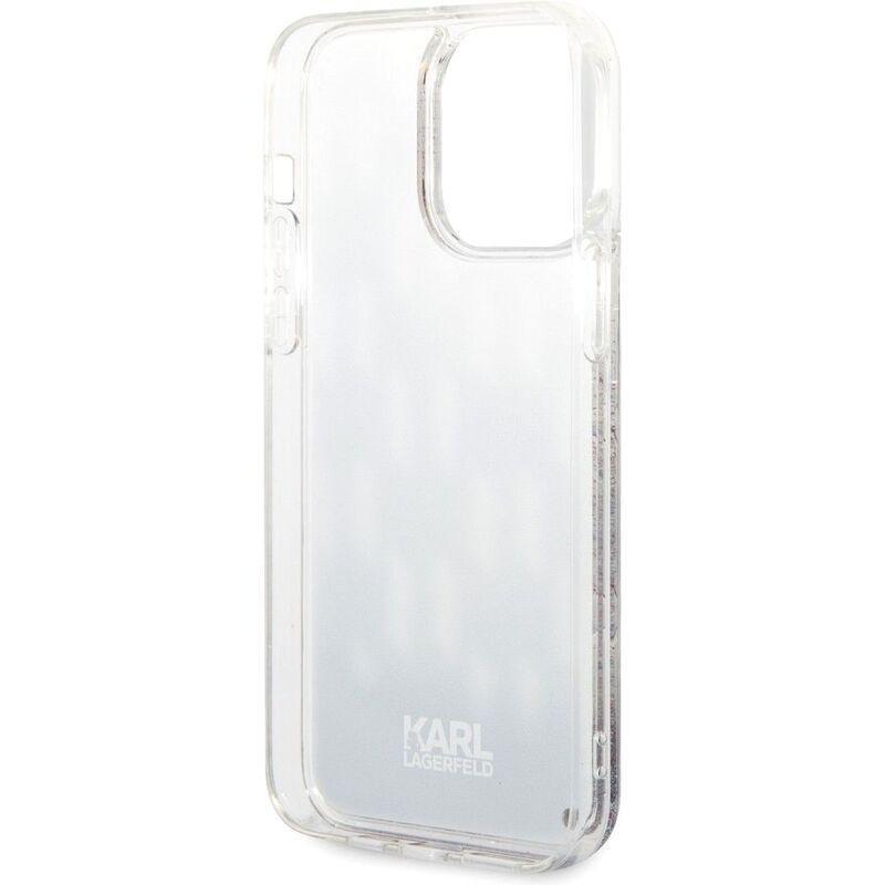 Karl Largerfeld Liquid Glitter Case Monogram Pattern & Multicolor Glitter for iPhone 14 Pro Max - Black, , large image number 5