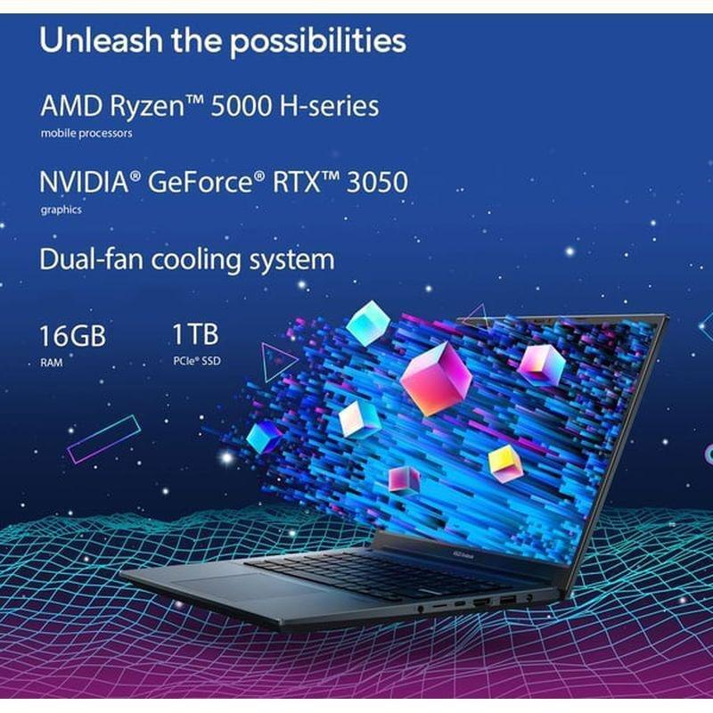 ASUS Vivobook Pro 15 OLED Laptop AMD Ryzen R7-5800H/16GB/1TB SSD/NVIDIA GeForce RTX 3050 4GB/15.6" FHD/Windows 11 Home - Quiet Blue, , large image number 2