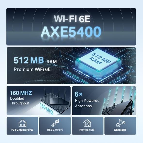 TP-Link Archer AXE75 AXE5400 Tri-Band Gigabit Wi-Fi 6E Router, , large image number 1