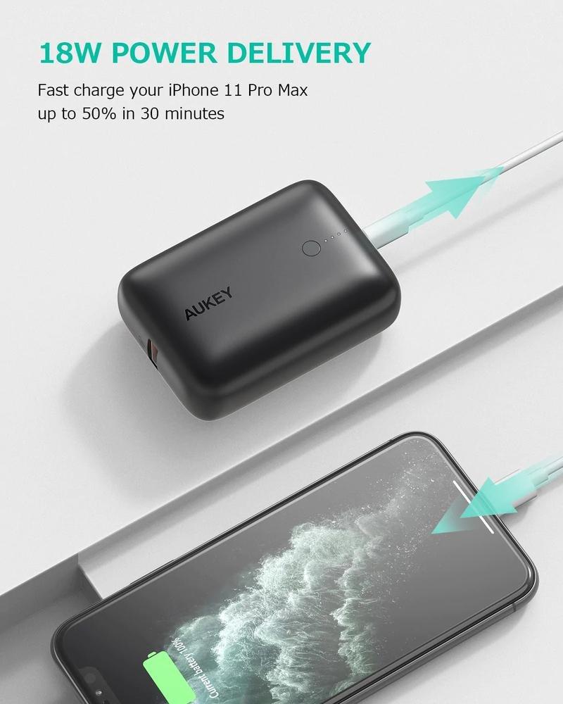 Aukey PB-N83S 10000mAh 22.5W Mini PD Power Bank - Black, , large image number 3