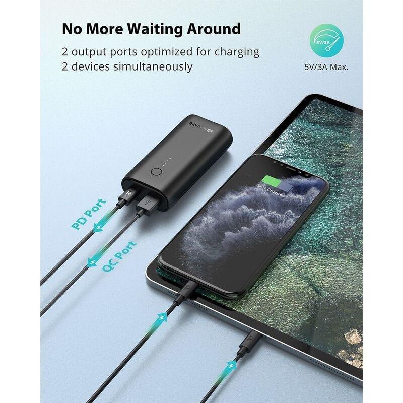 Ravpower RP-PB205 10000mAh PD 20W + QC 2-Port Slim Power Bank, , large image number 4