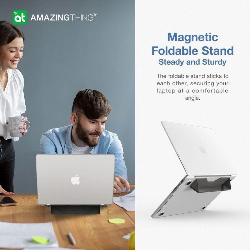 AmazingThing Marsix Pro Case With Magnetic Stand For MacBook Air 13 (2022) - Matte Clear/Grey, , large image number 4
