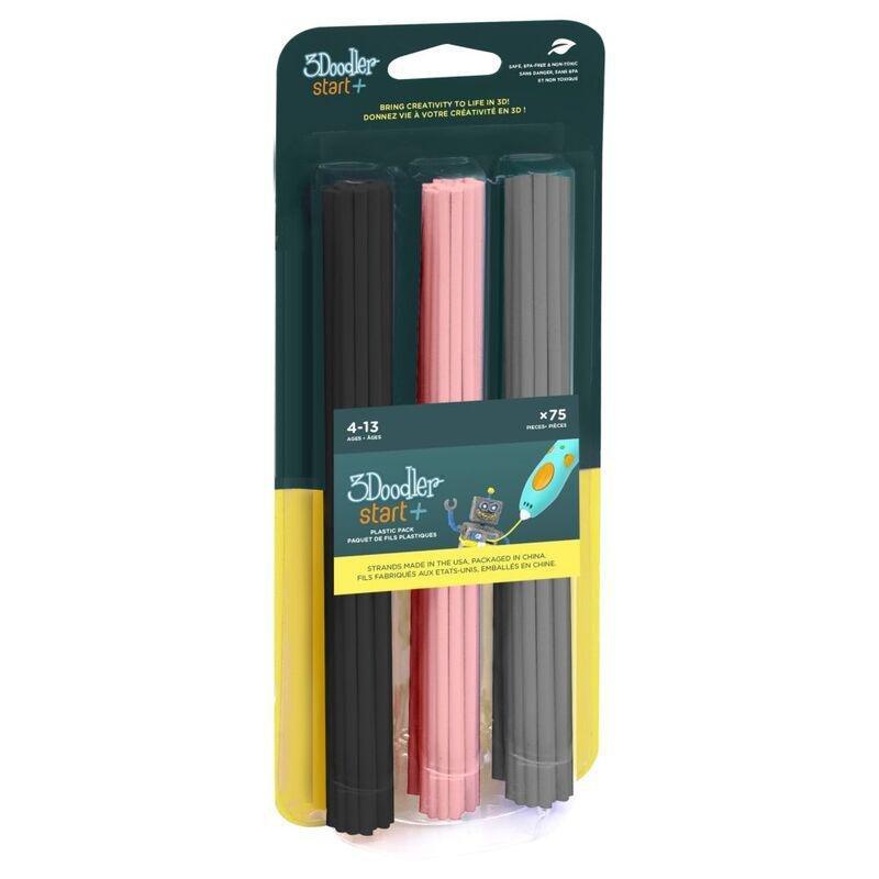 3Doodler Start  Eco-Plastic Collection Refill Filament - Color Pop (Black/Pink/Grey) (Pack of 75), , large image number 0
