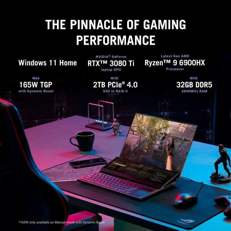 ASUS ROG Zephyrus Duo 16 Powerful Gaming Laptop AMD Ryzen 9-6900HX/32GB/2TB SSD/NVIDIA GeForce RTX 3080 Ti 16GB/16" QHD+/165Hz/Windows 11 Home-Black, , large image number 3
