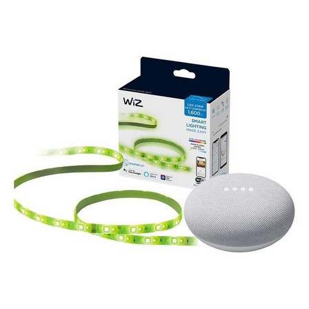 WIZ - Wiz Wi-Fi Strip 2m 1600lm Starterkit + Google Nest Mini (2nd Gen) - Chalk (Bundle)